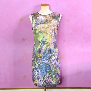 WHBM Whitehouse Black Market Watercolor Scuba Dress Womens 8 Floral Iconic